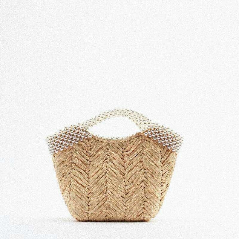 תיק קש בעיטור פנינים לנשים Kazum