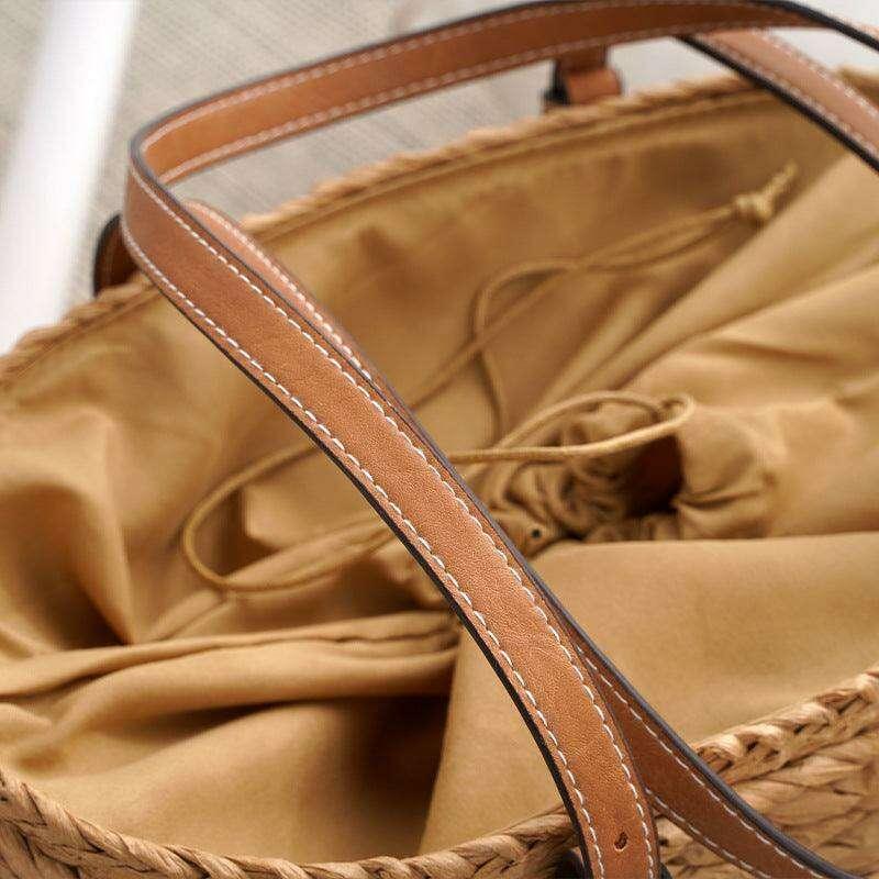 תיק קש קלוע עם ידית סינטטית Kazum