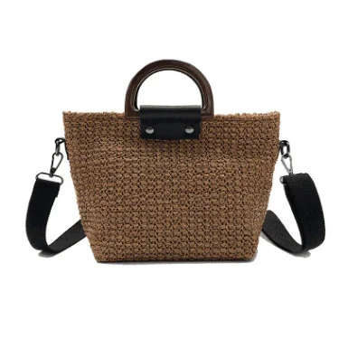 תיק ארוג גדול לנשים עם ידית עגולה ורצועת כתף מרופדת Kazum