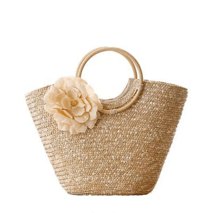 תיק קש פרחוני לנשים עם ידיות עגולות Kazum