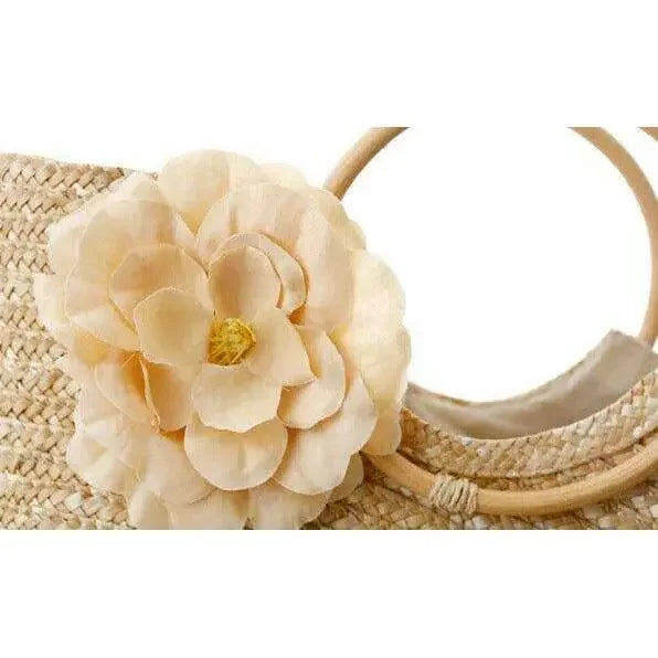 תיק קש פרחוני לנשים עם ידיות עגולות Kazum