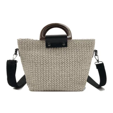 תיק ארוג גדול לנשים עם ידית עגולה ורצועת כתף מרופדת Kazum