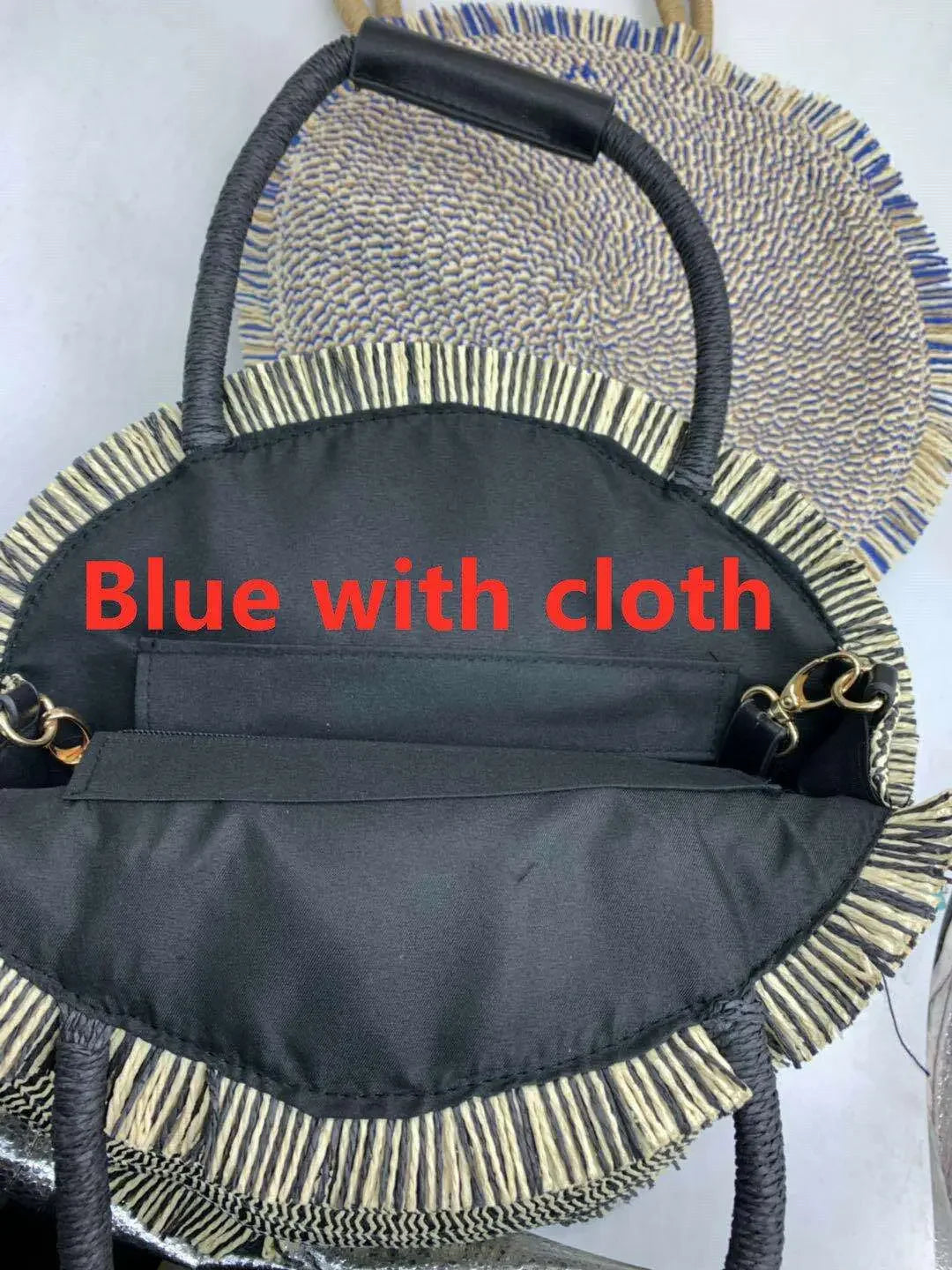 תיק עגול קלוע עם קצוות צבעוניים לנשים Kazum