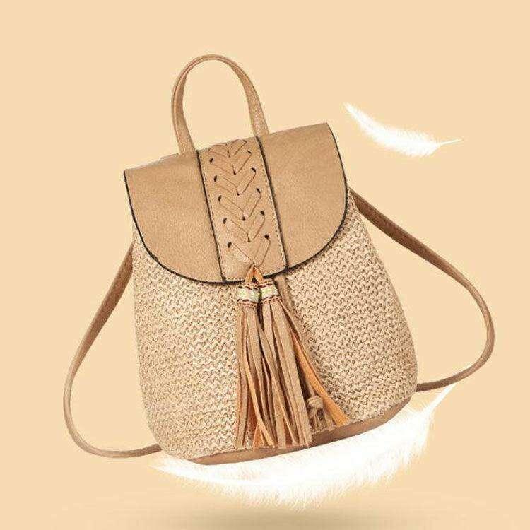 תיק גב ארוג בסגנון בוהמי עם עיטורי פרנזים Kazum