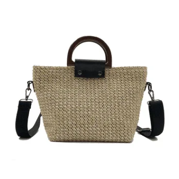 תיק ארוג גדול לנשים עם ידית עגולה ורצועת כתף מרופדת Kazum