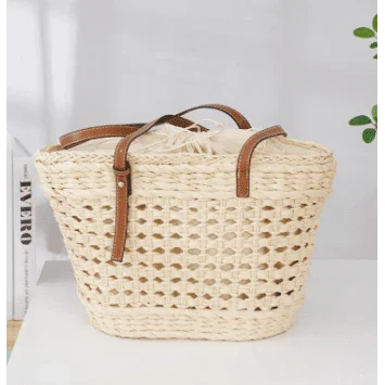 תיק קש קלוע עם ידית סינטטית Kazum