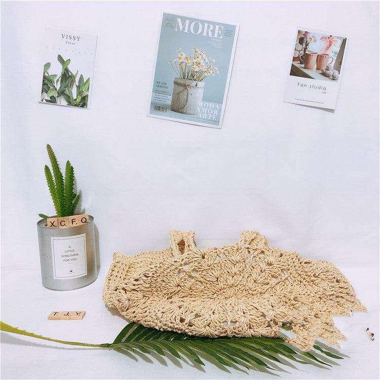 תיק קש ארוג עם בטנת בד וסגירת רוכסן Kazum