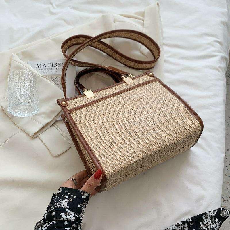 תיק שיק קש עם ידיות עץ Kazum