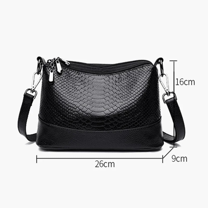 Women's snake-like leather crossbody bag