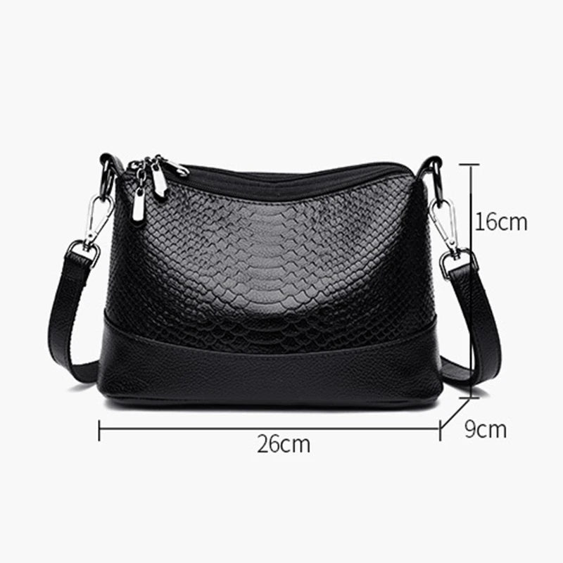 Women's snake-like leather crossbody bag