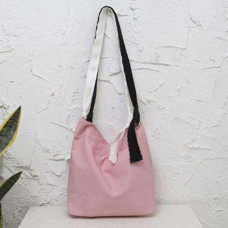 Women's canvas bag with two-tone straps