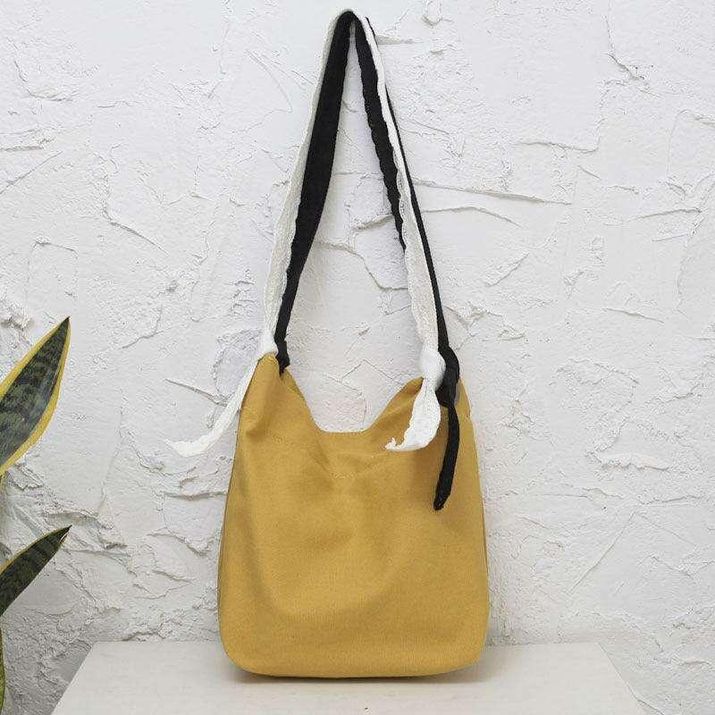 Women's canvas bag with two-tone straps
