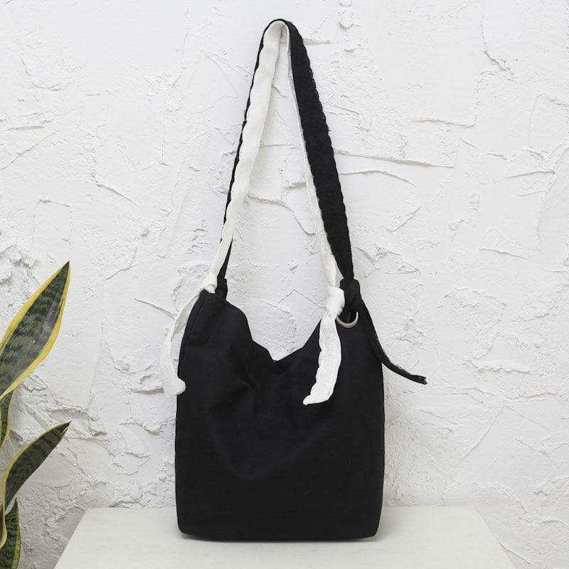 Women's canvas bag with two-tone straps