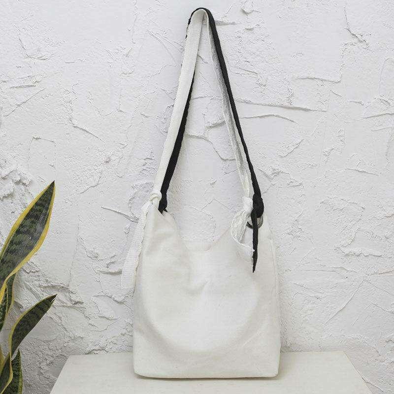 Women's canvas bag with two-tone straps