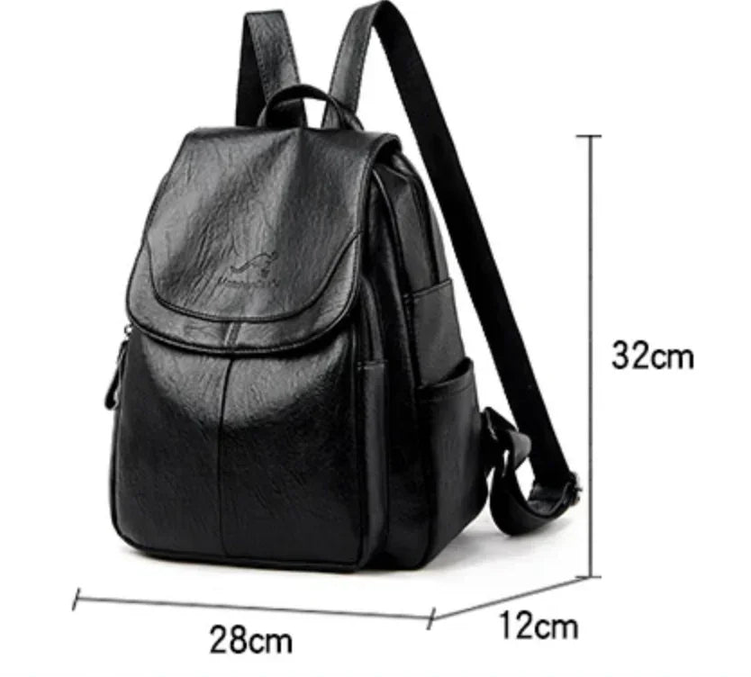 Classic leather backpack for women