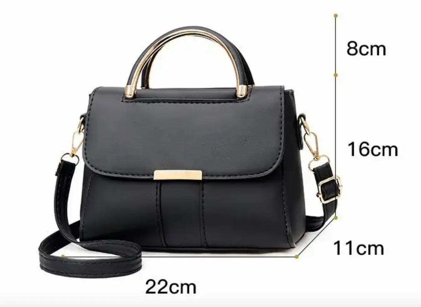 Elegant women's handbag with metal handle