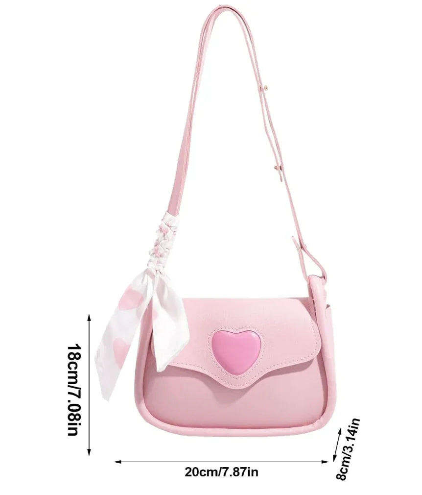 Women's shoulder bag with a romantic heart design