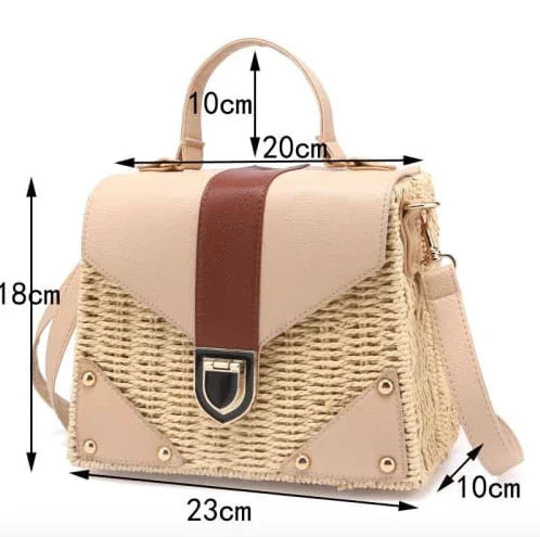 תיק כתף קש מודרני עם נגיעות עור