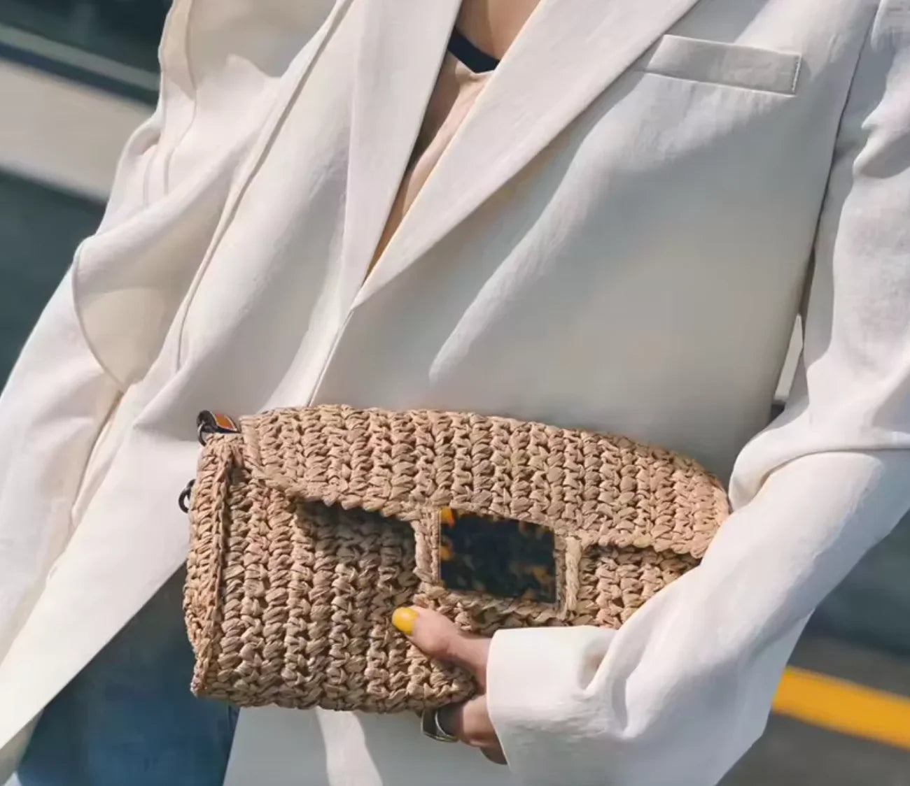 תיק קלאץ' קש מעוצב לנשים