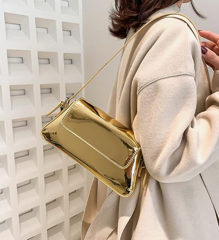 Shiny shoulder bag for women