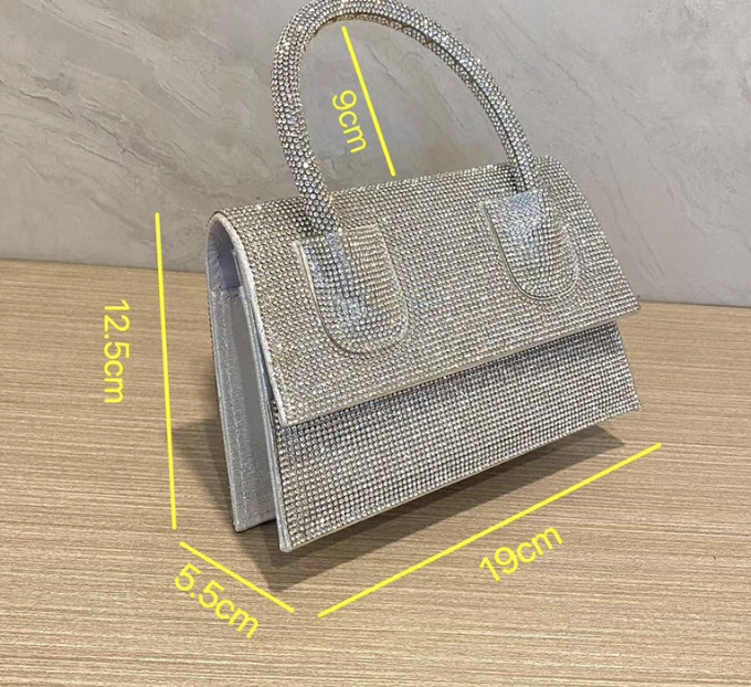 Luxurious evening bag with crystal stones for women