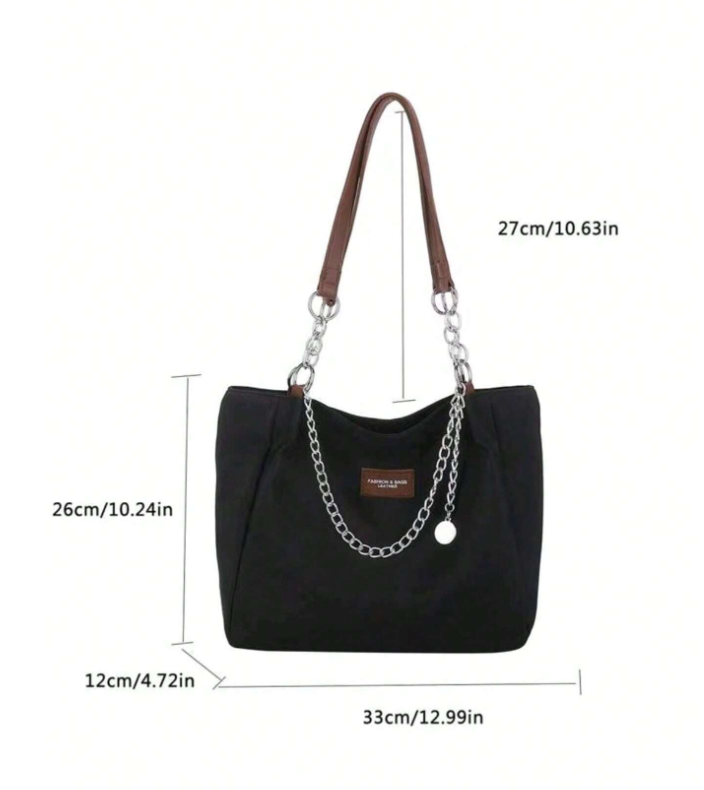 Nylon Tote Bag with Chain for Women | Single Shoulder | Solid Color and Fashionable Design