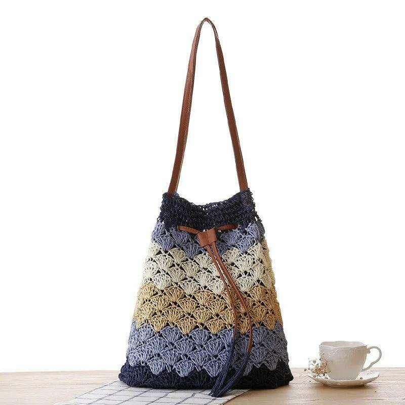 Colorful handmade knitted bag