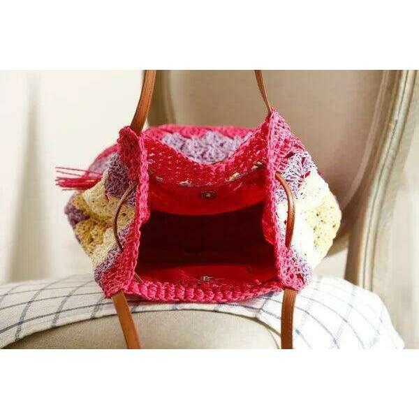 Colorful handmade knitted bag
