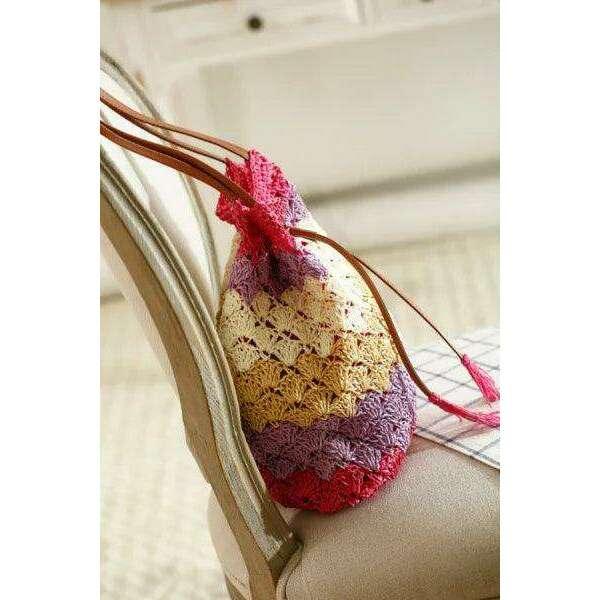 Colorful handmade knitted bag