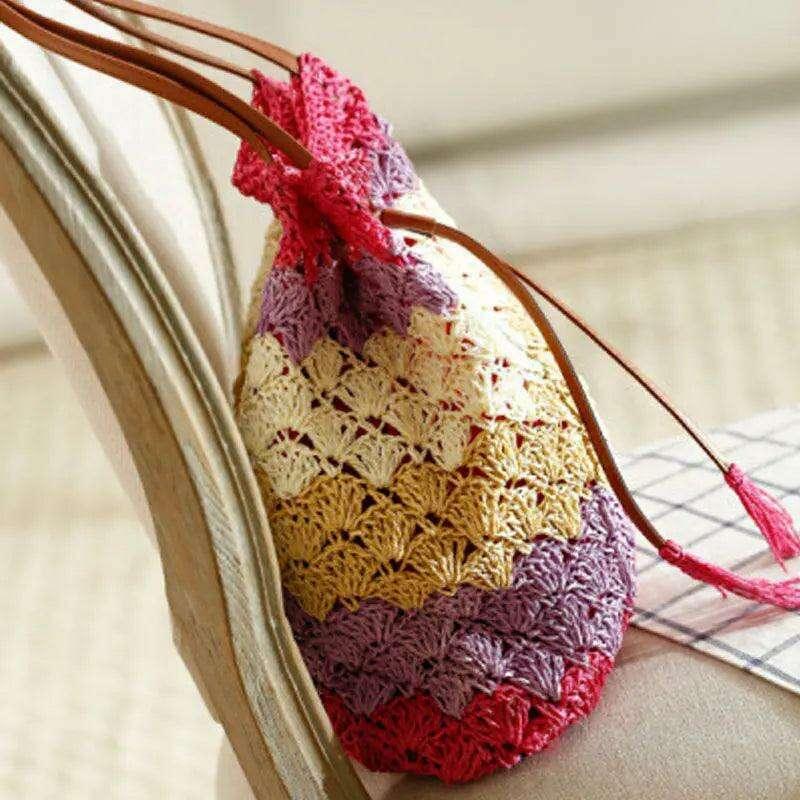 Colorful handmade knitted bag