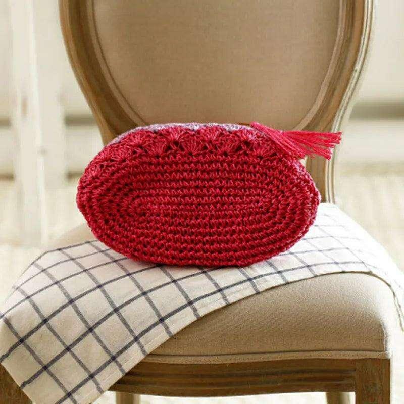 Colorful handmade knitted bag