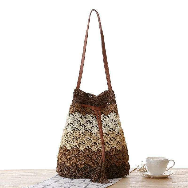 Colorful handmade knitted bag