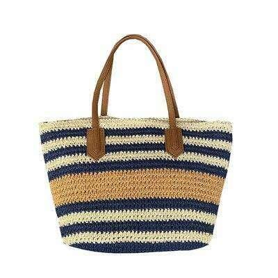 תיק קש פסים קייצי