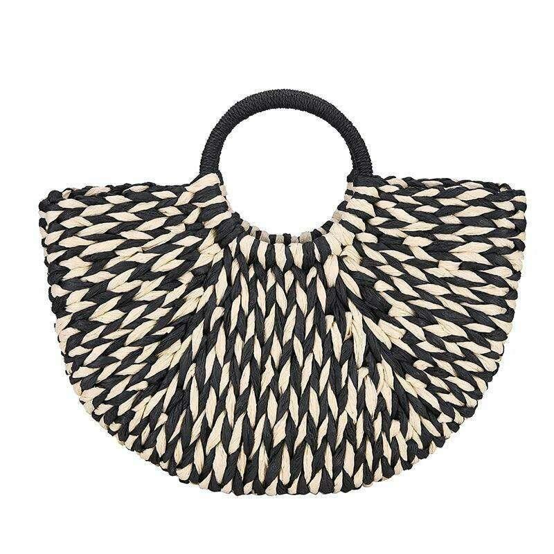 Rattan Half Moon Summer Beach Bag