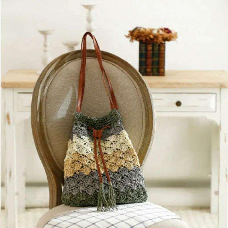 Colorful handmade knitted bag