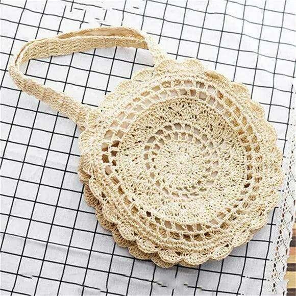 Bohemian Style Round Straw Bag for Women