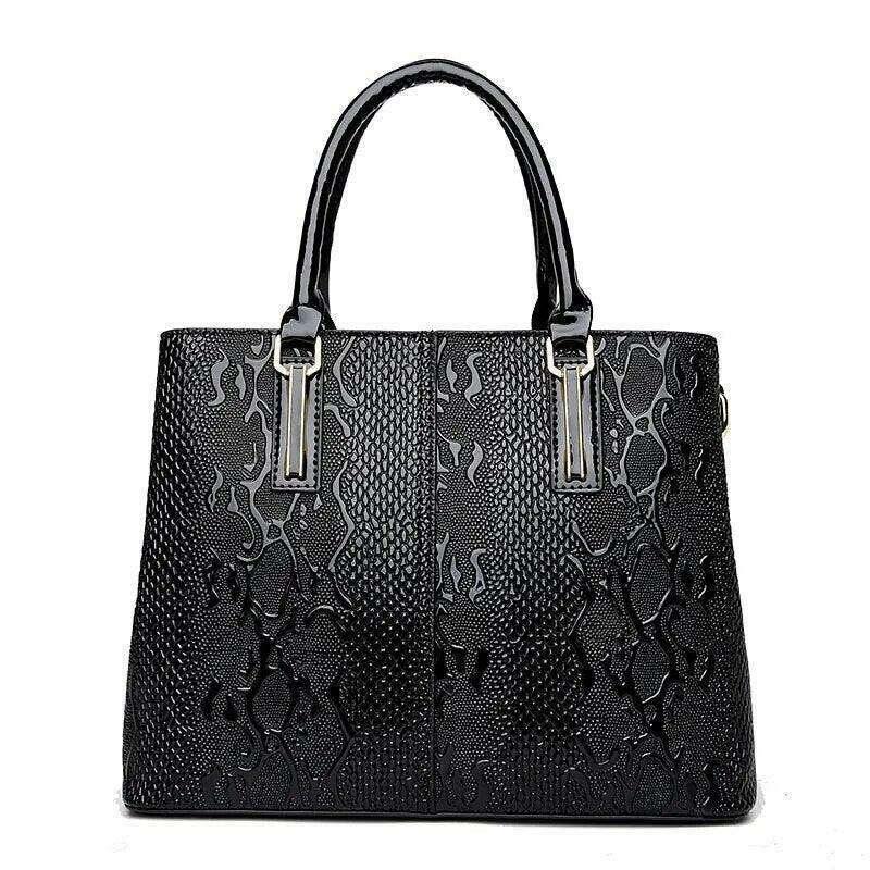 Luxurious leather bag for women in a snake print design