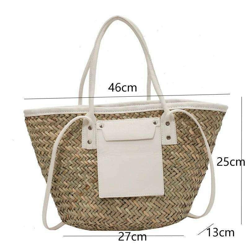 תיק קש מעוצב לנשים עם נגיעות עור