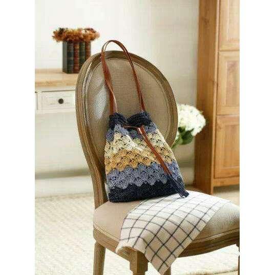 Colorful handmade knitted bag