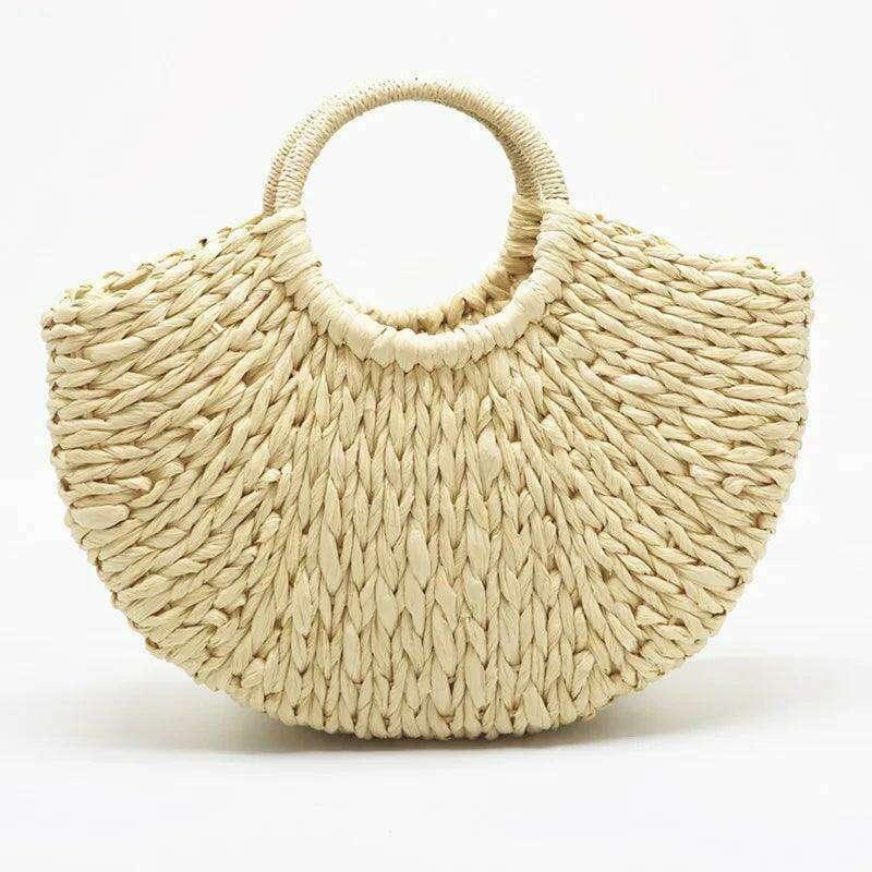 Rattan Half Moon Summer Beach Bag