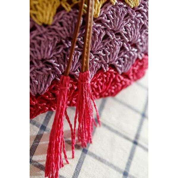 Colorful handmade knitted bag