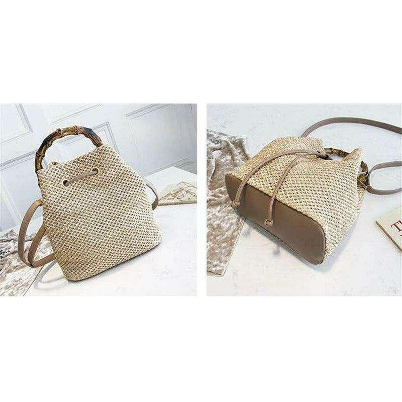 תיק דלי קש בעבודת יד