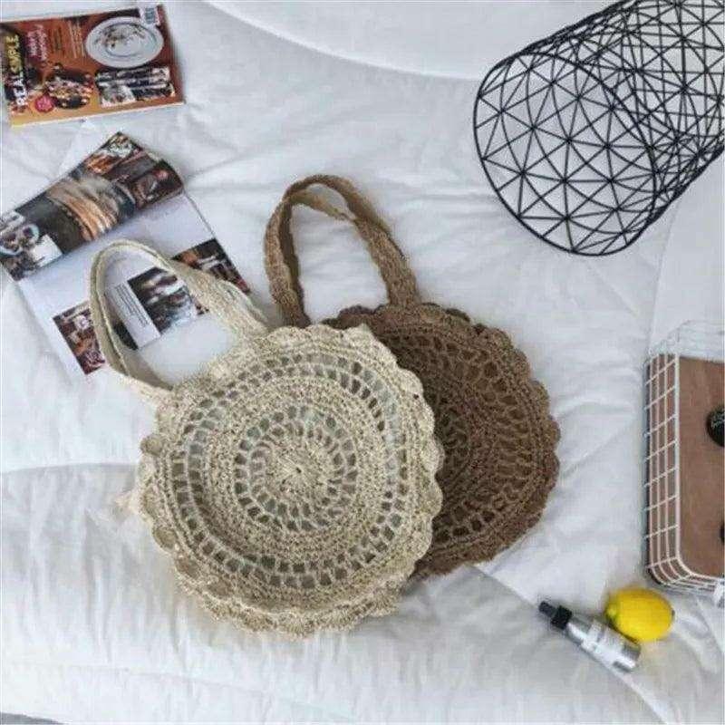 Bohemian Style Round Straw Bag for Women