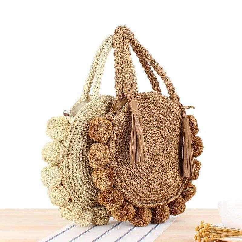 Bohemian Tassel Round Straw Bag