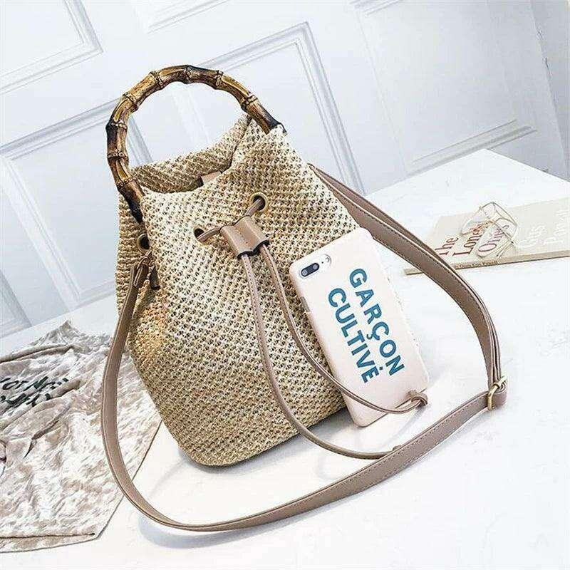 תיק דלי קש בעבודת יד