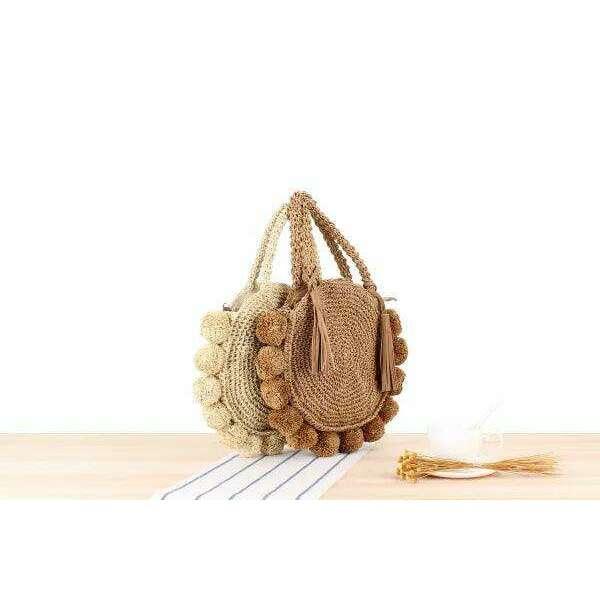 Bohemian Tassel Round Straw Bag