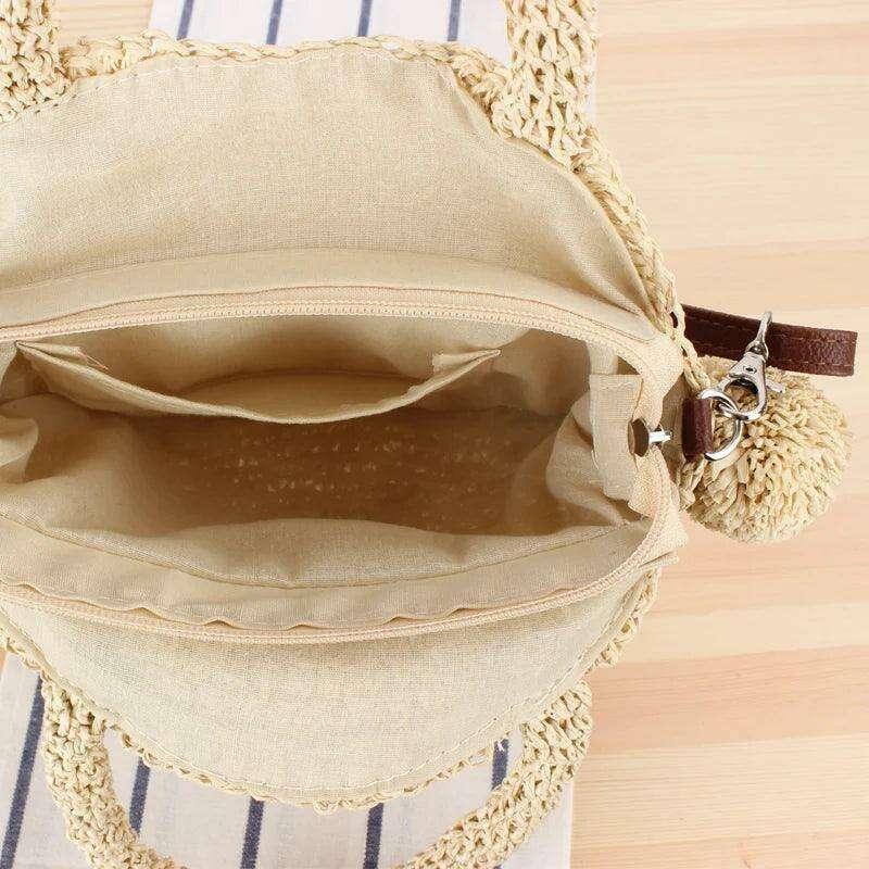 Bohemian Tassel Round Straw Bag