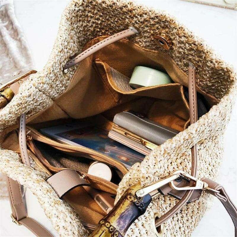 תיק דלי קש בעבודת יד