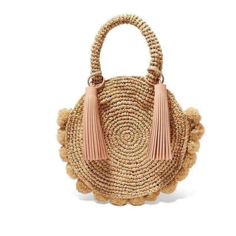 Bohemian Tassel Round Straw Bag