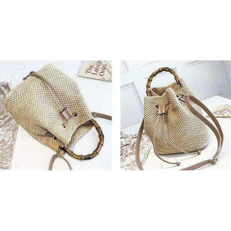 תיק דלי קש בעבודת יד